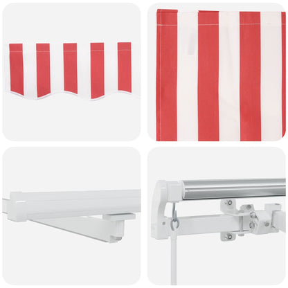 Inklapbaar Zonnescherm Stof En Staal Rood En Wit 600 × 350 cm