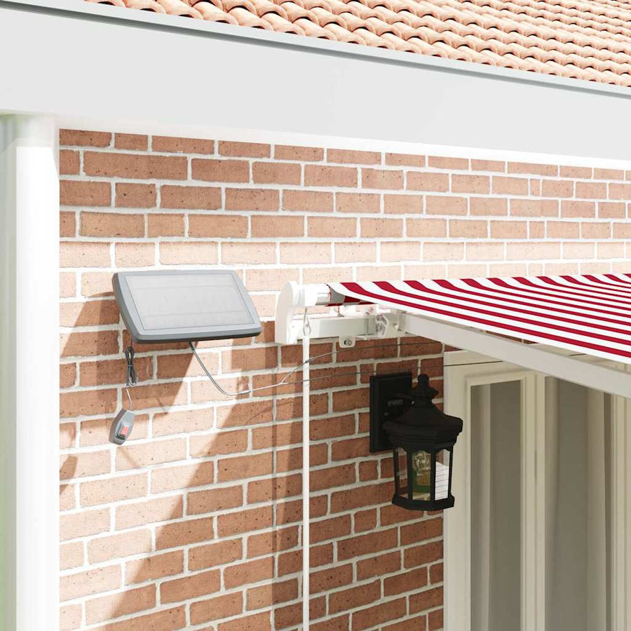 Inklapbaar Zonnescherm Stof En Staal Rood En Wit 600 × 350 cm