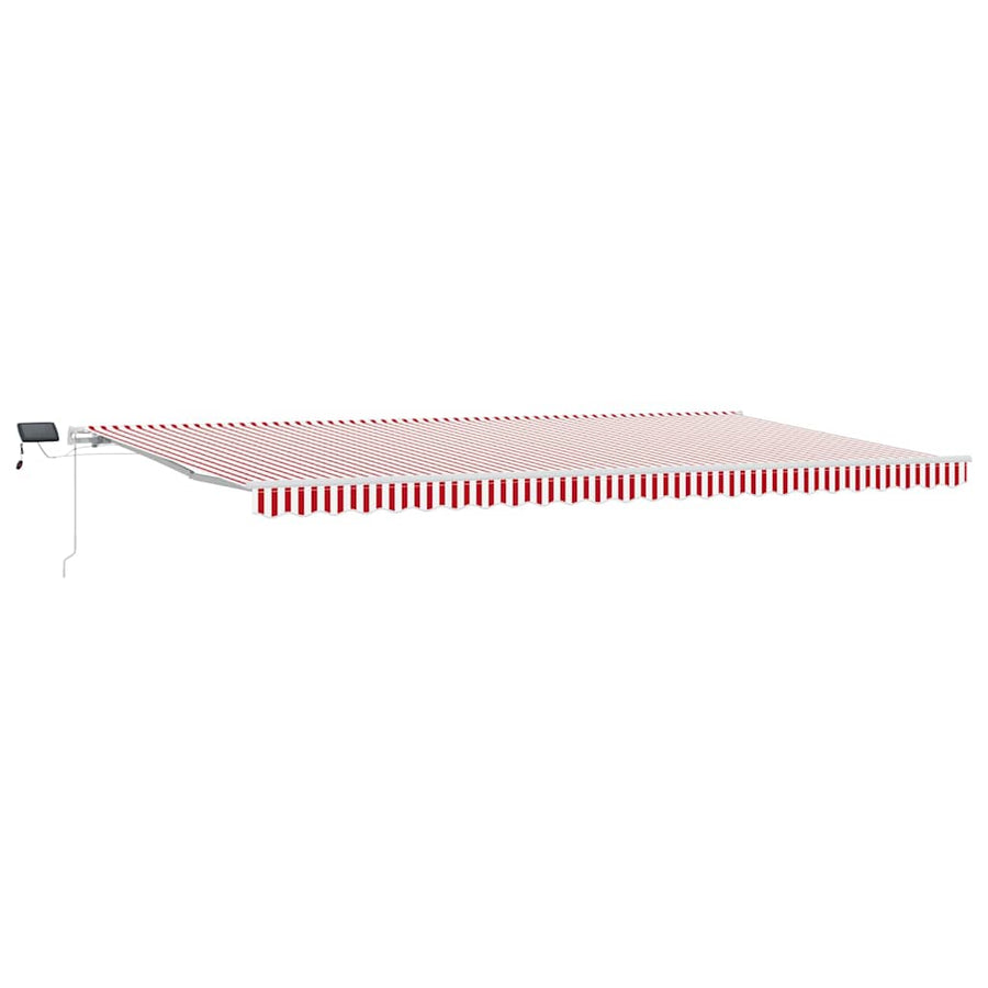 Inklapbaar Zonnescherm Stof En Staal Rood En Wit 600 × 350 cm