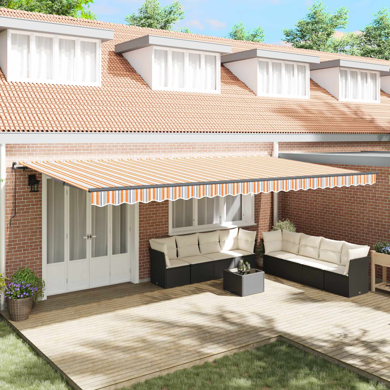Uitschuifbare luifel Meerkleurig 600 × 350 cm
