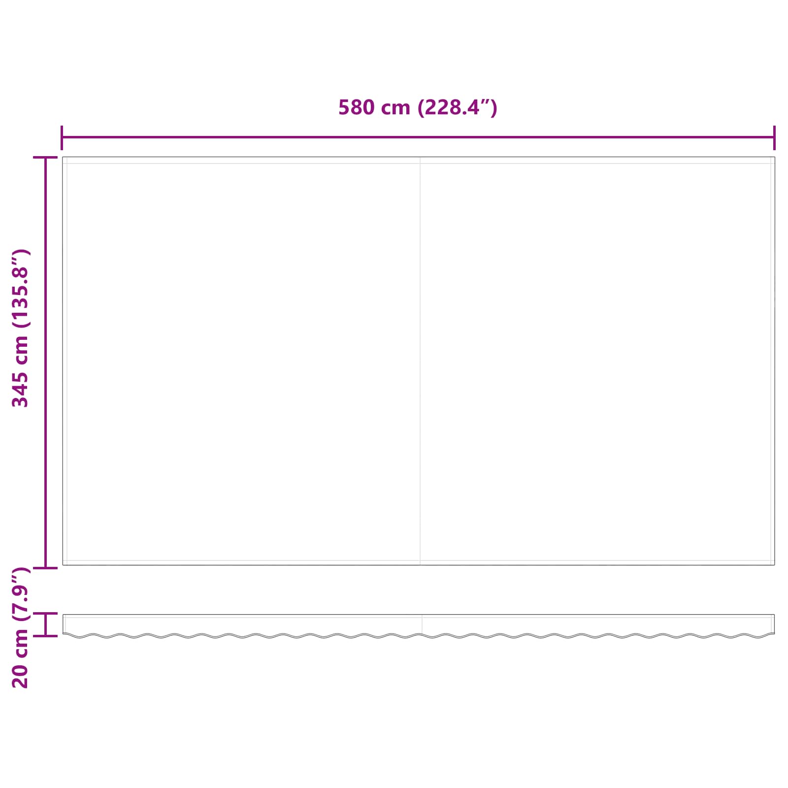 Uitschuifbare luifel Wit 600 × 350 cm Polyester en Aluminium