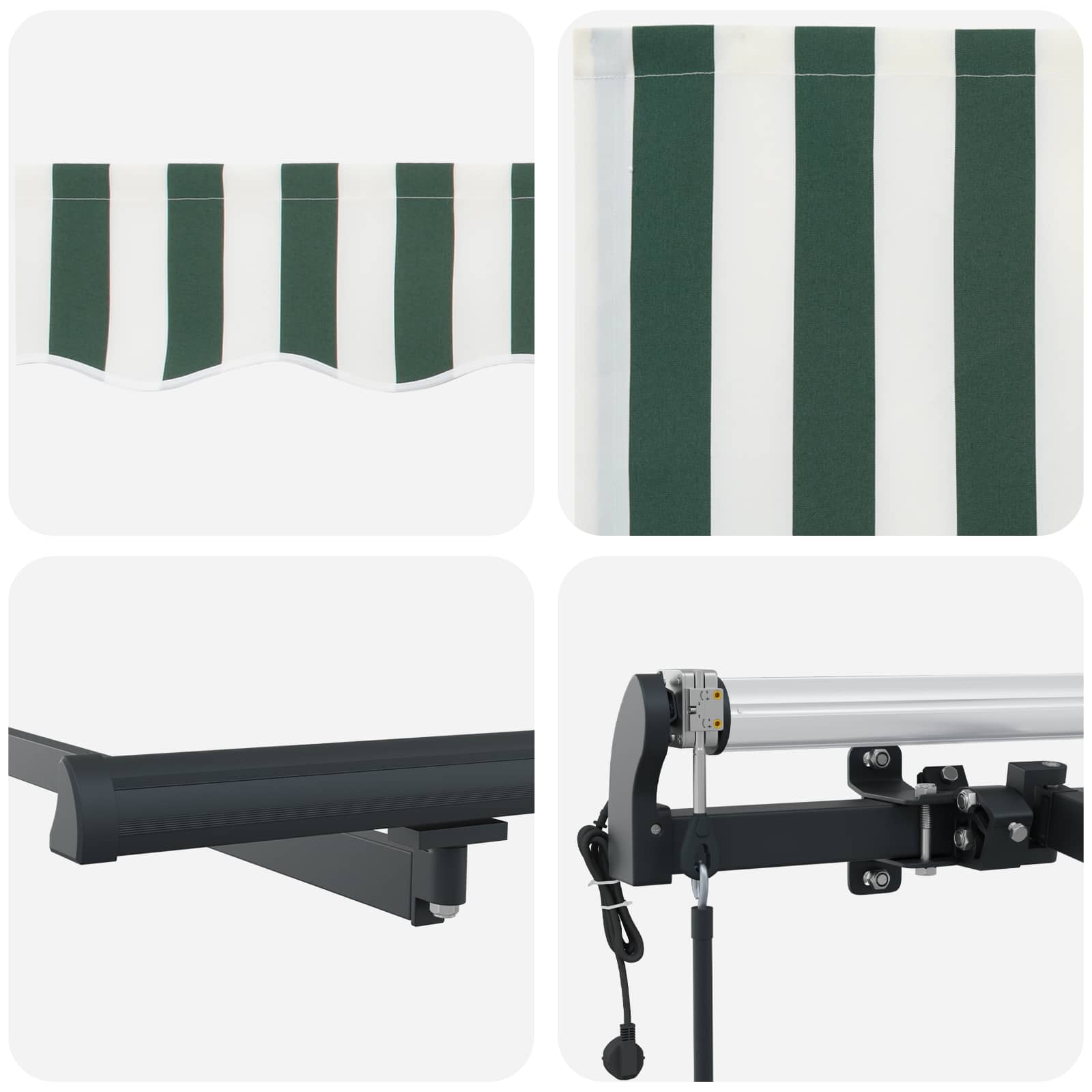 Uitschuifbare luifel Groen en Wit 600 × 350 cm