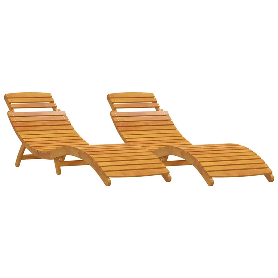 Ligbed 2-Persoon 2 Pcs Bruin 55 X 184 X 64Cm Massief Acaciahout Naturel 2 ligbedden