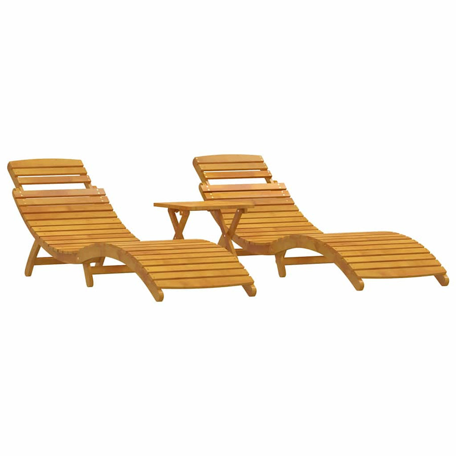 Ligbed 3 pcs Bruin Massief Acaciahout
