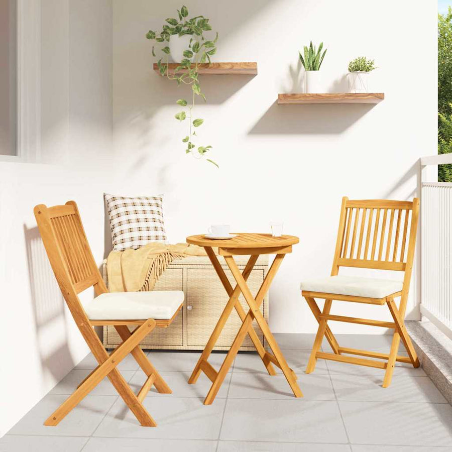 Opvouwbare stoel met kussen 2 pcs Bruin Massief acaciahout