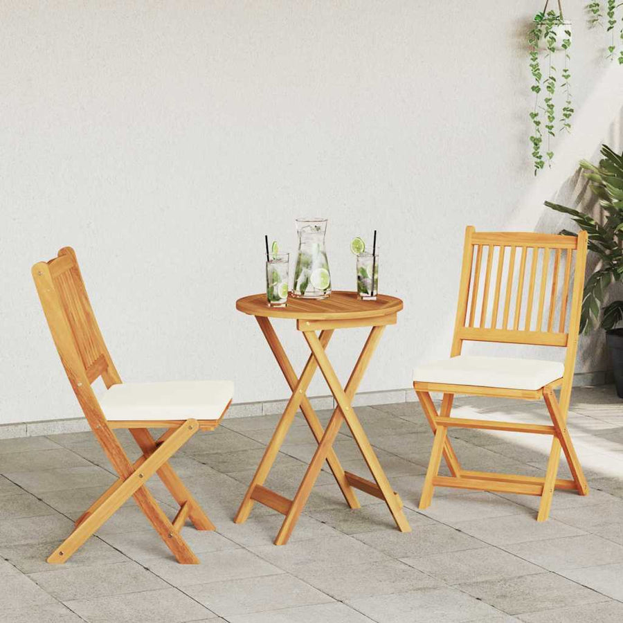 Opvouwbare stoel met kussen 2 pcs Bruin Massief acaciahout