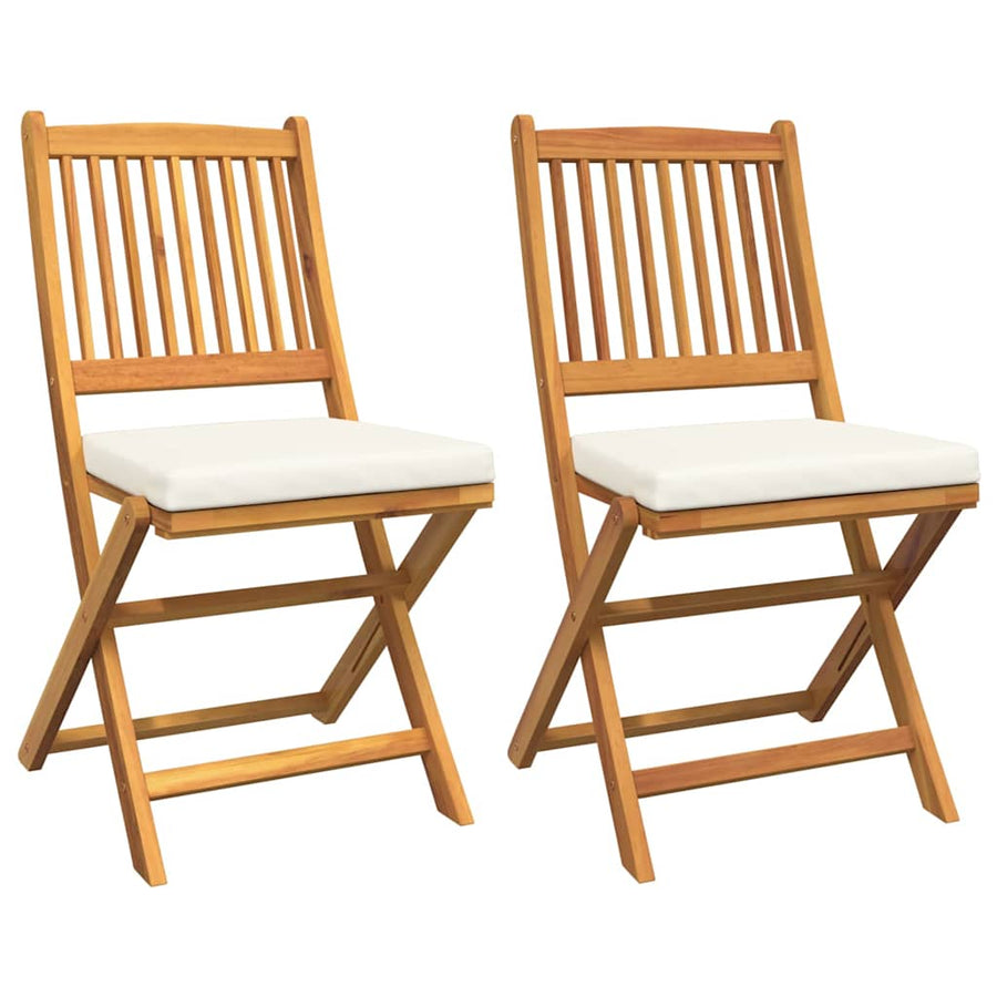 Opvouwbare stoel met kussen 2 pcs Bruin Massief acaciahout