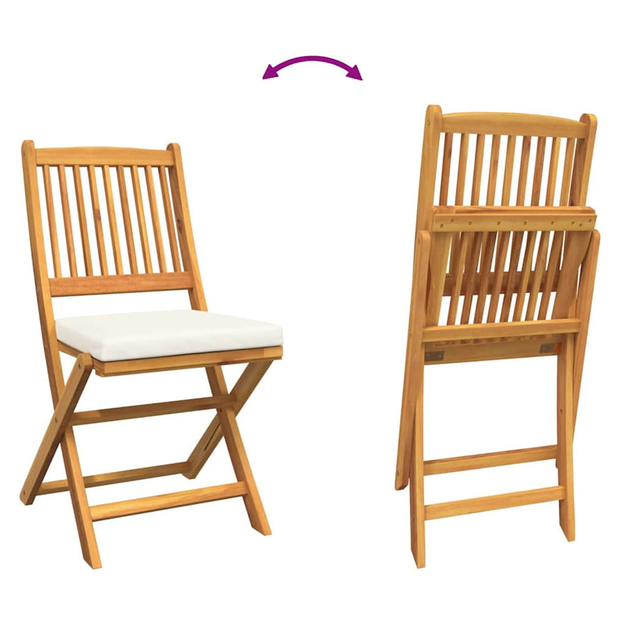 Opvouwbare stoel met kussen 2 pcs Bruin Massief acaciahout