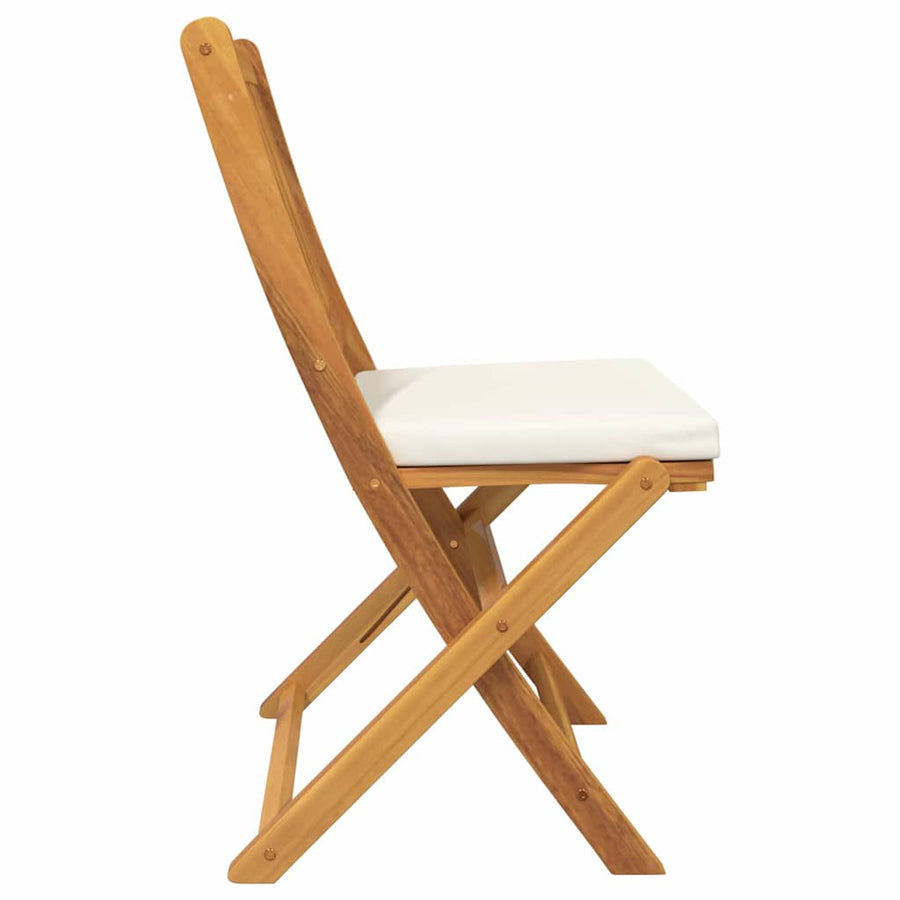 Opvouwbare stoel met kussen 2 pcs Bruin Massief acaciahout