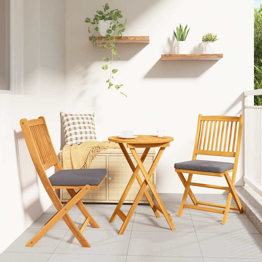Opvouwbare stoel met kussen 2 pcs Bruin Massief acaciahout