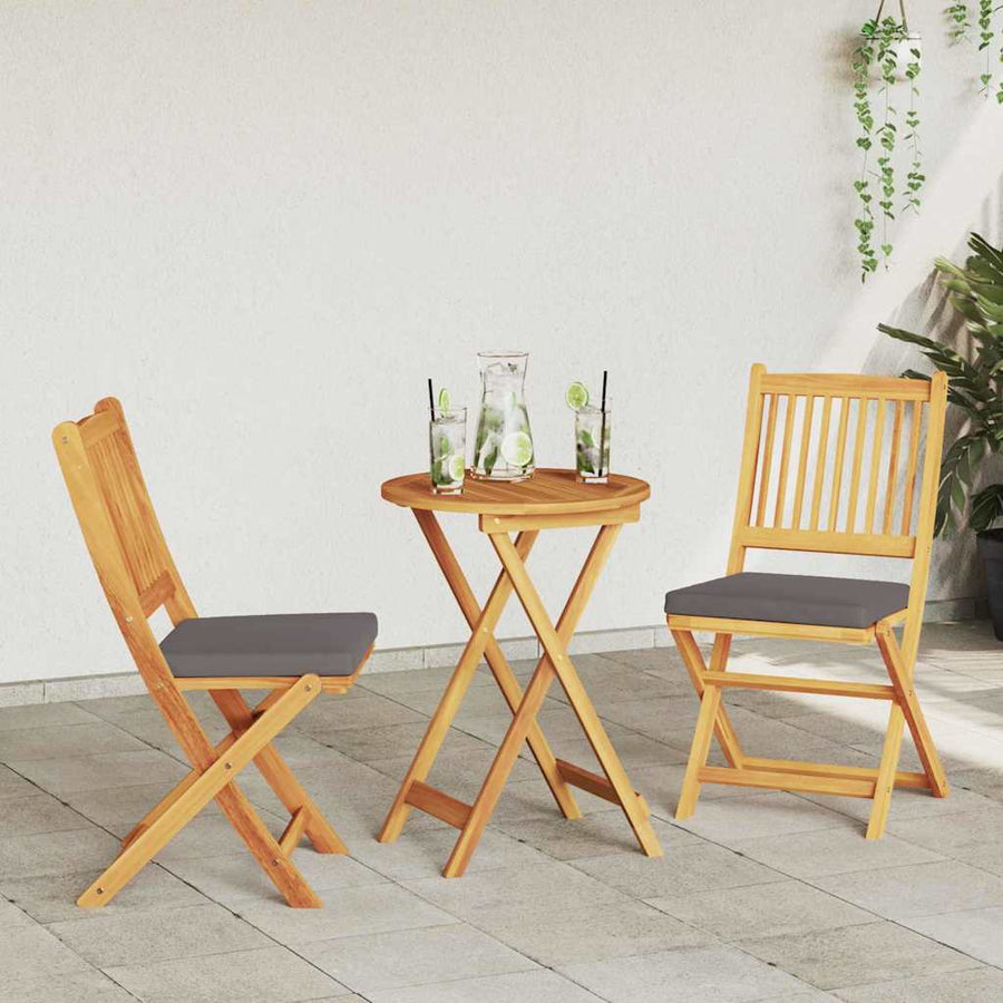 Opvouwbare stoel met kussen 2 pcs Bruin Massief acaciahout