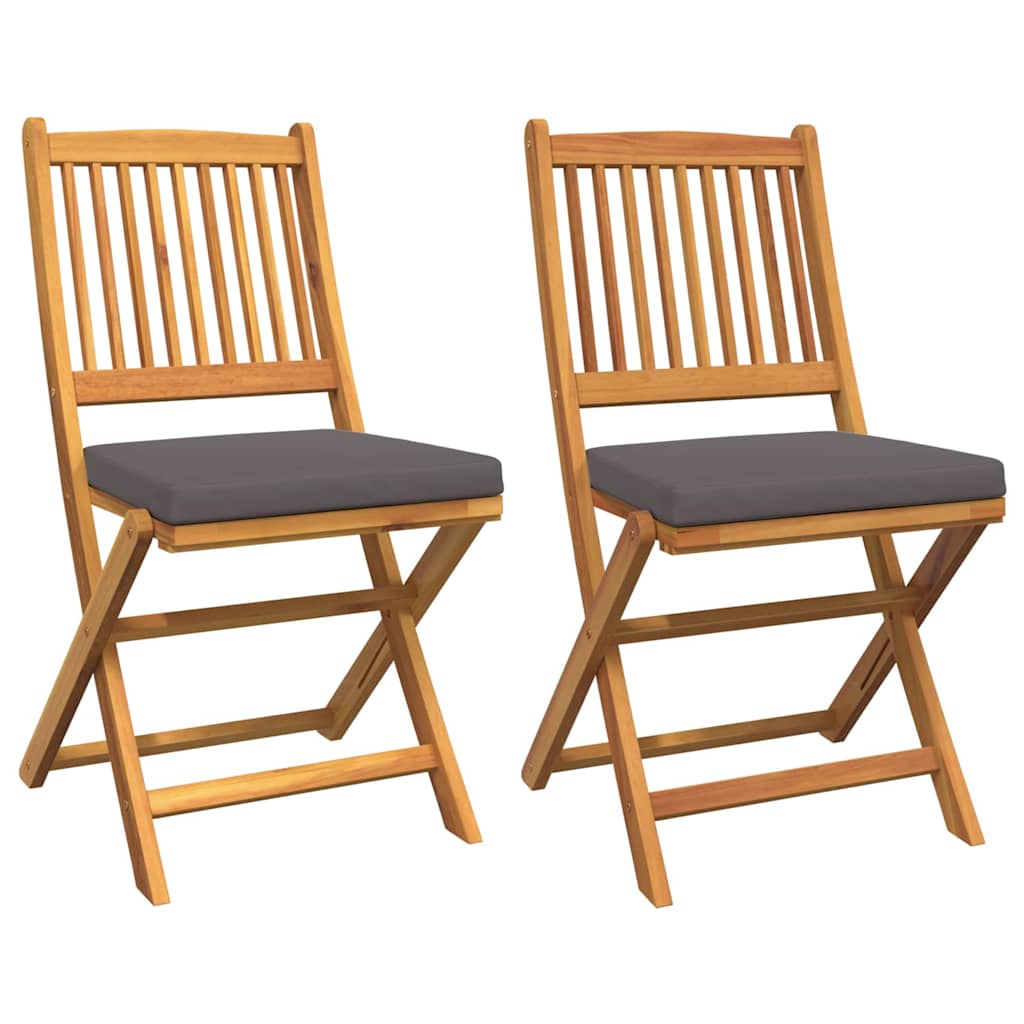Opvouwbare stoel met kussen 2 pcs Bruin Massief acaciahout