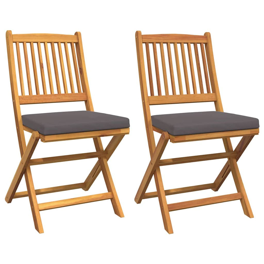 Opvouwbare stoel met kussen 2 pcs Bruin Massief acaciahout
