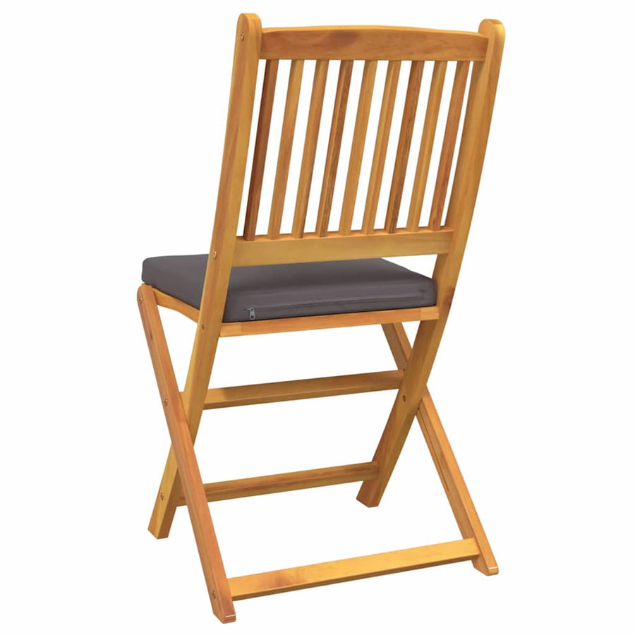 Opvouwbare stoel met kussen 2 pcs Bruin Massief acaciahout