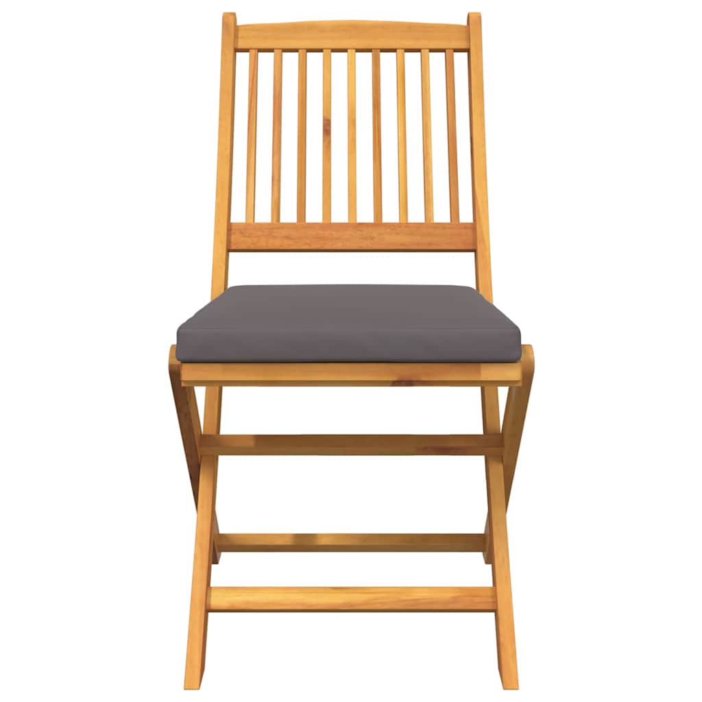 Opvouwbare stoel met kussen 2 pcs Bruin Massief acaciahout