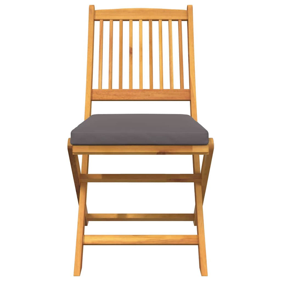 Opvouwbare stoel met kussen 2 pcs Bruin Massief acaciahout