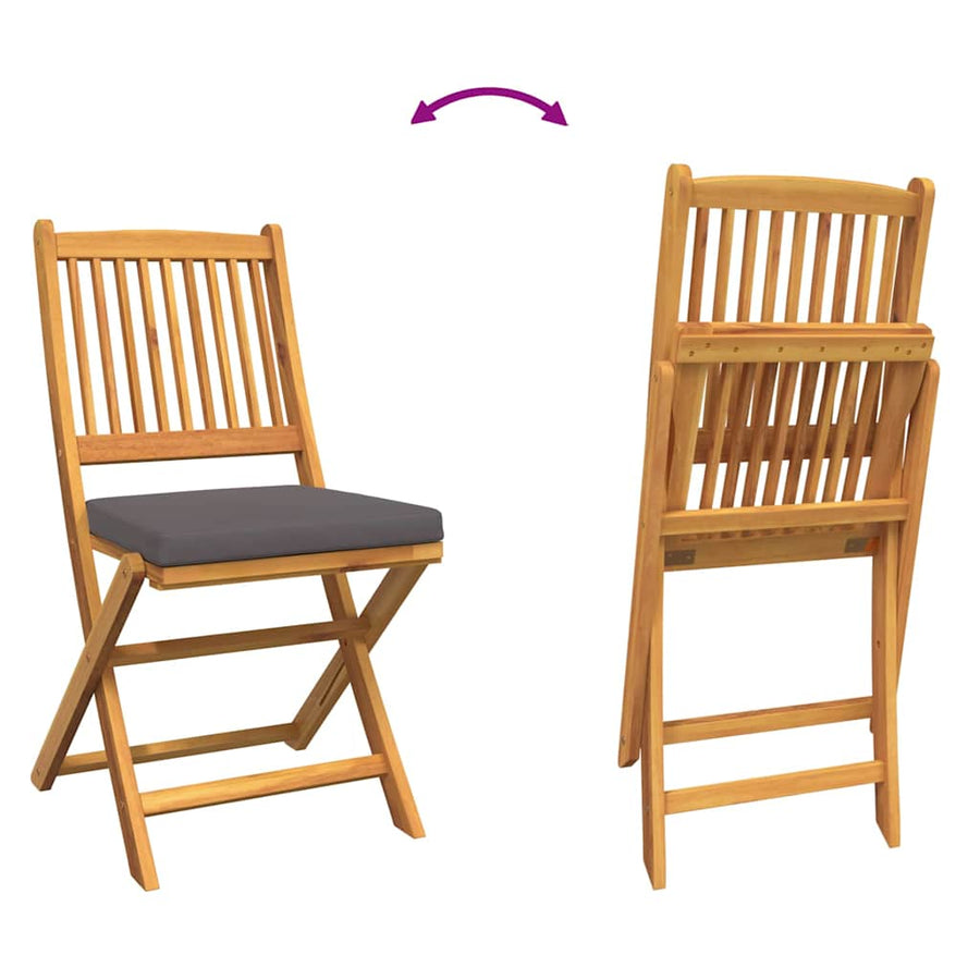 Opvouwbare stoel met kussen 2 pcs Bruin Massief acaciahout