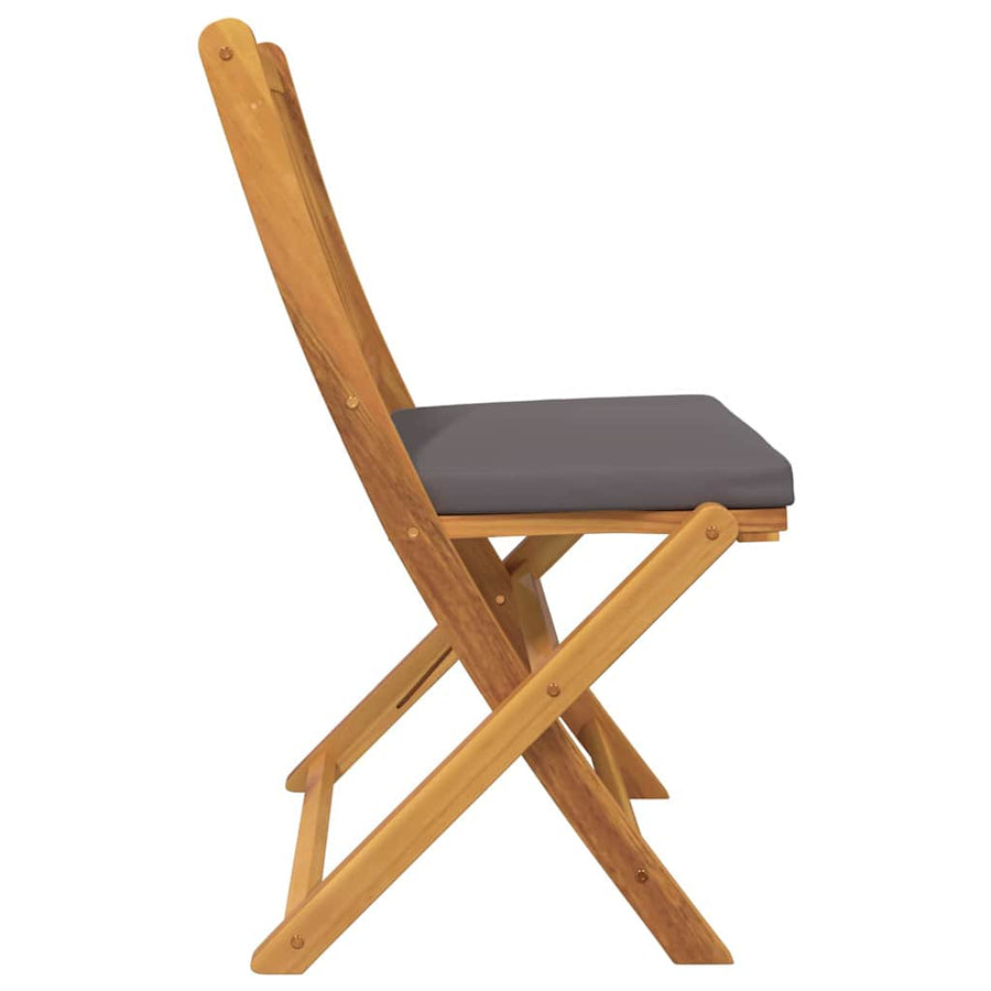 Opvouwbare stoel met kussen 2 pcs Bruin Massief acaciahout