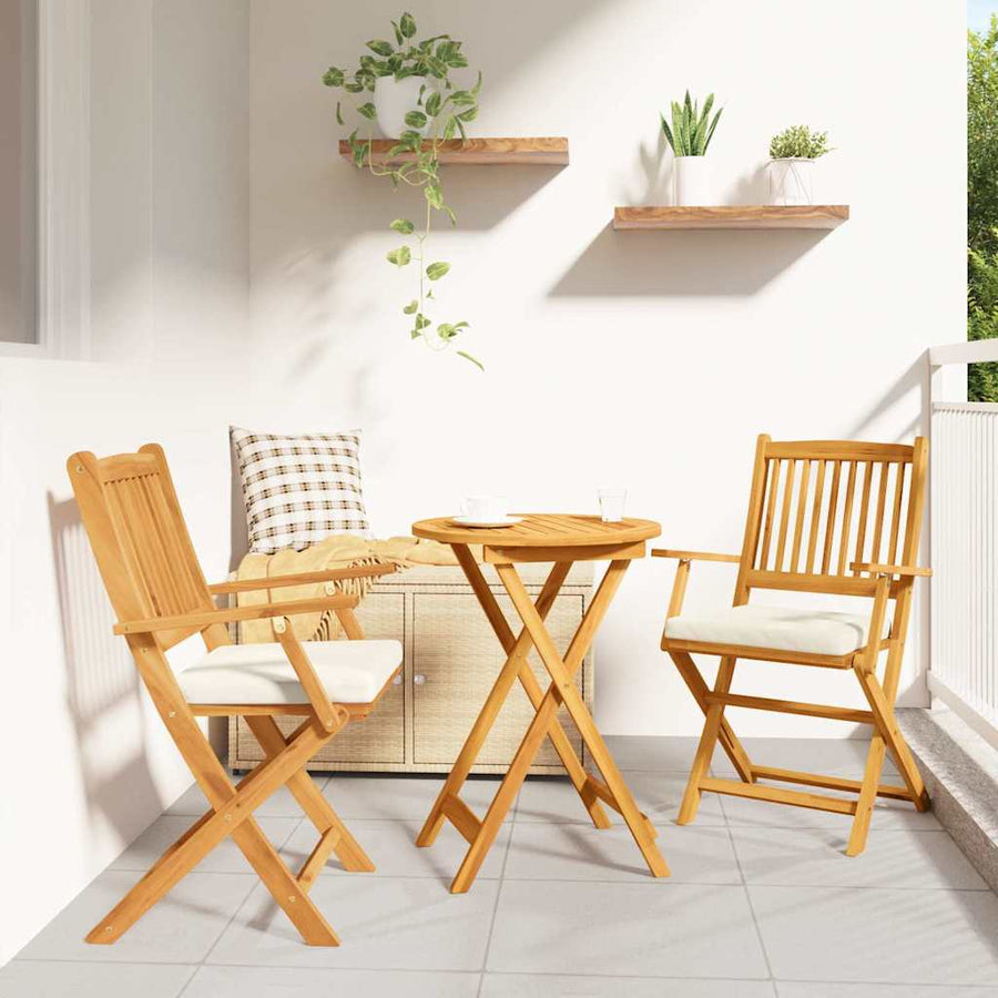 Opvouwbare stoel met kussen 2 pcs Bruin Massief acaciahout