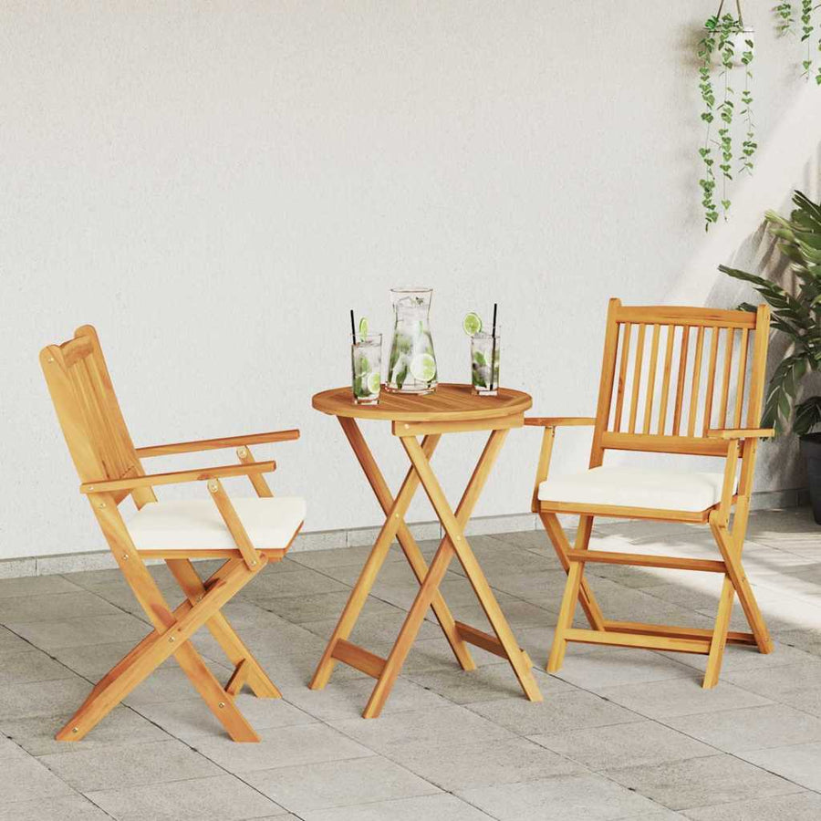 Opvouwbare stoel met kussen 2 pcs Bruin Massief acaciahout