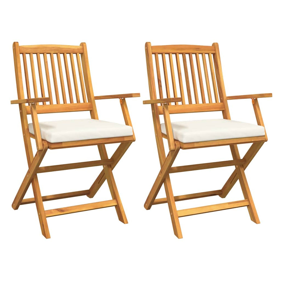 Opvouwbare stoel met kussen 2 pcs Bruin Massief acaciahout