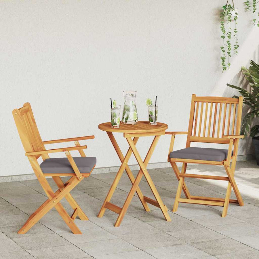 Opvouwbare stoel met kussen 2 pcs Bruin Massief acaciahout