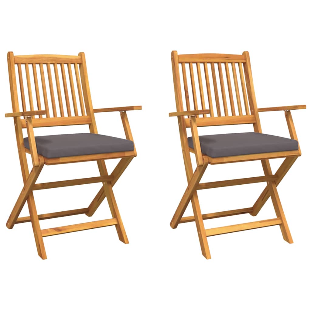 Opvouwbare stoel met kussen 2 pcs Bruin Massief acaciahout