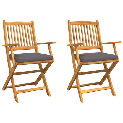 Opvouwbare stoel met kussen 2 pcs Bruin Massief acaciahout