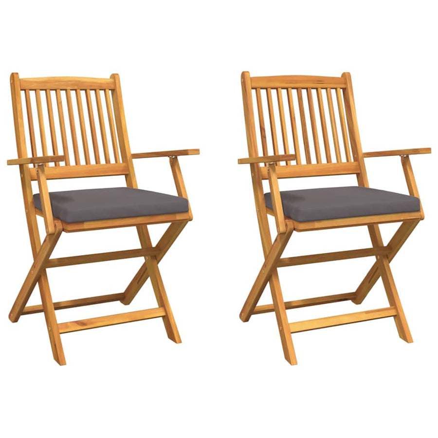 Opvouwbare stoel met kussen 2 pcs Bruin Massief acaciahout