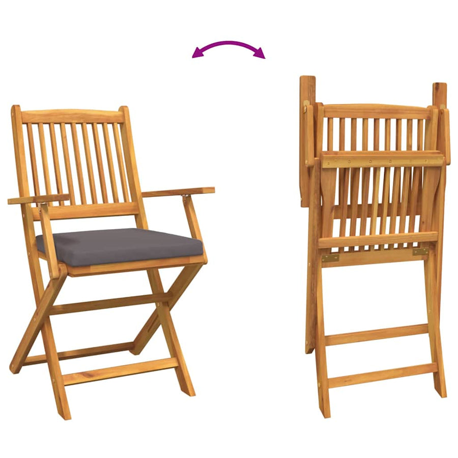 Opvouwbare stoel met kussen 2 pcs Bruin Massief acaciahout