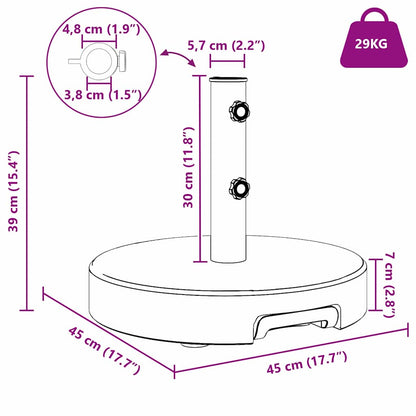 Parasolvoet Ø 45 X 37.5 Cm Graniet Grijs Rond