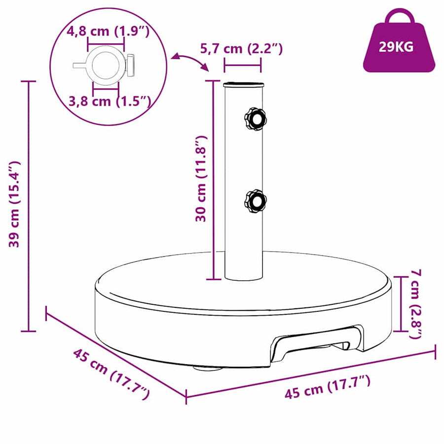 Parasolvoet Ø 45 X 37.5 Cm Graniet Grijs Rond