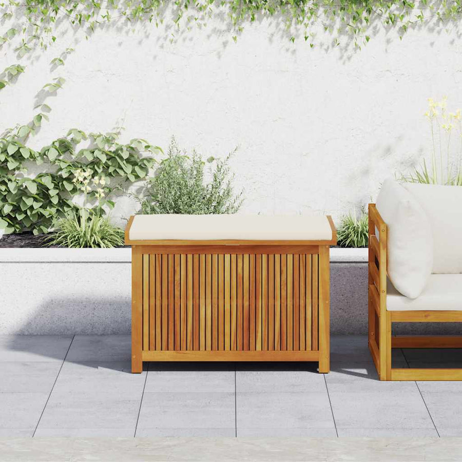 Kussenbox Voor Buiten 90X50X60,5 Cm Massief Acaciahout 90 x 50 x 60.5 cm Crèmewit