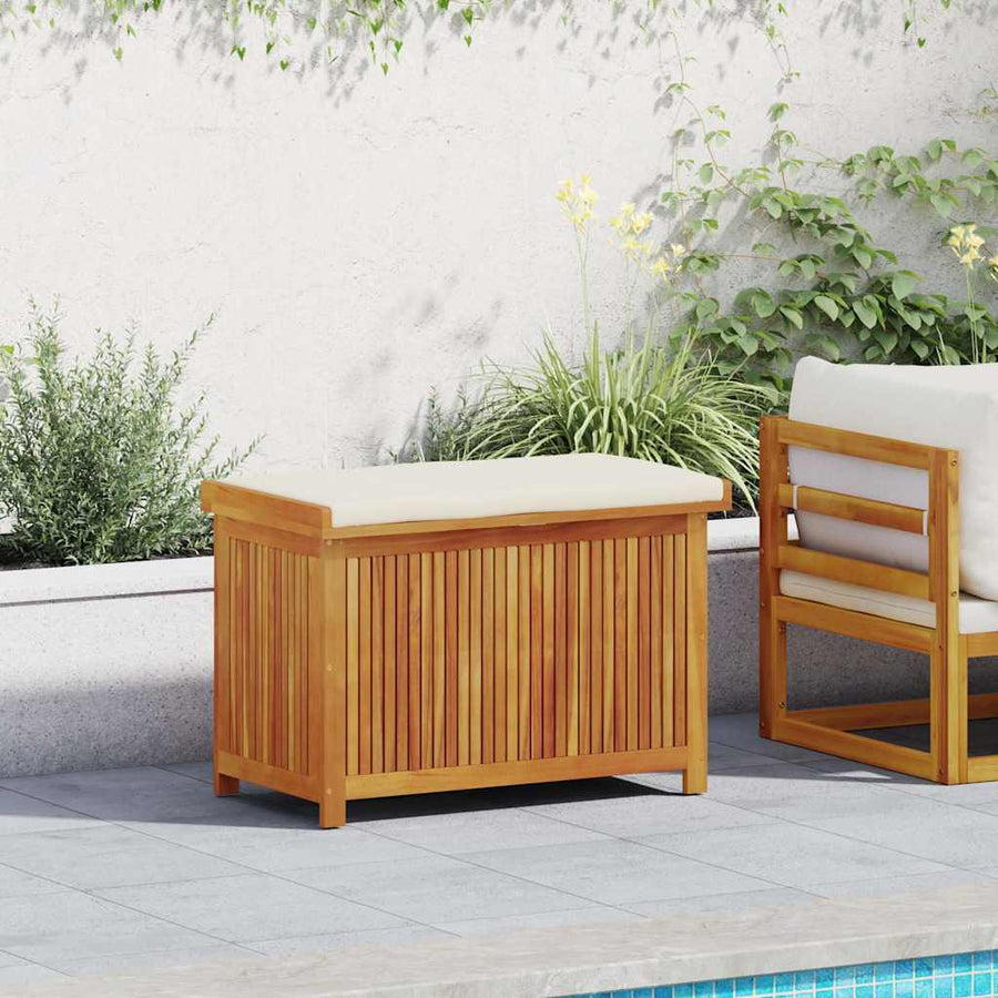Kussenbox Voor Buiten 90X50X60,5 Cm Massief Acaciahout 90 x 50 x 60.5 cm Crèmewit