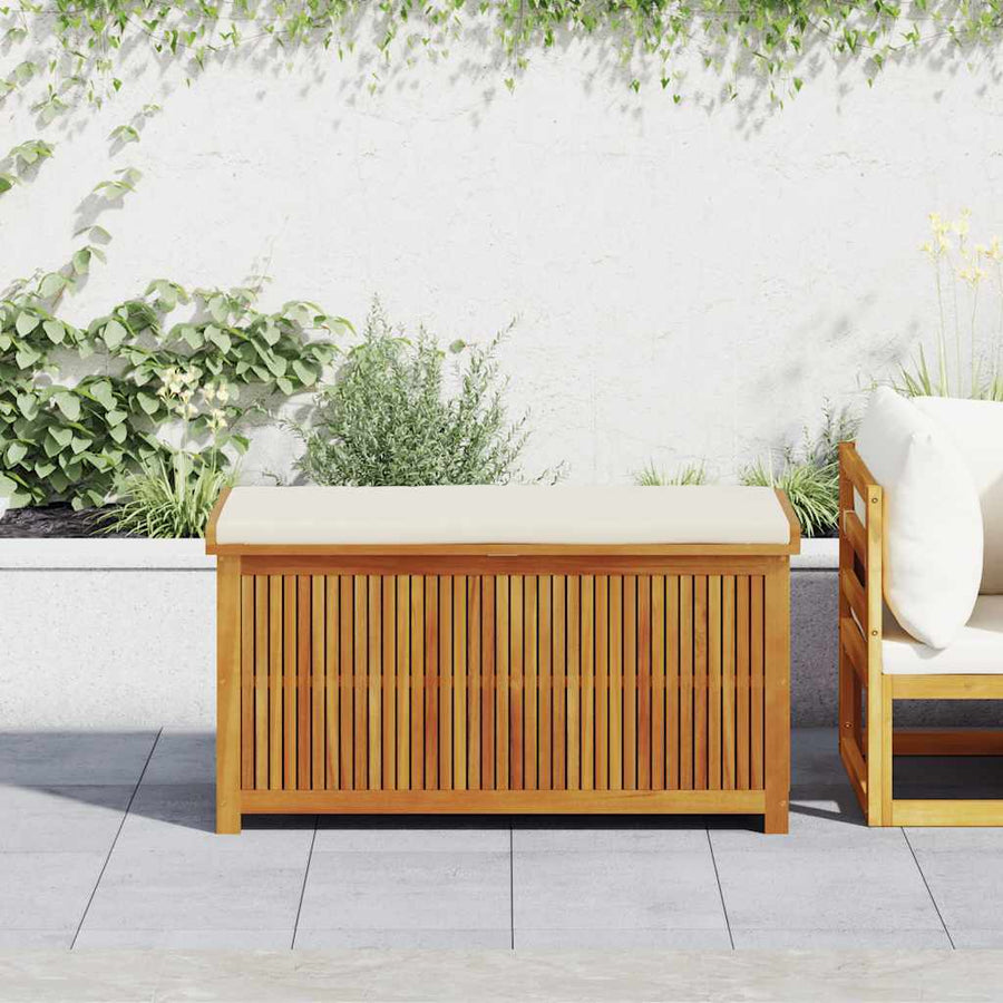Opbergbox Voor Buiten 113X50X60,5 Cm Massief Acaciahout 113 x 50 x 60.5 cm Crèmewit