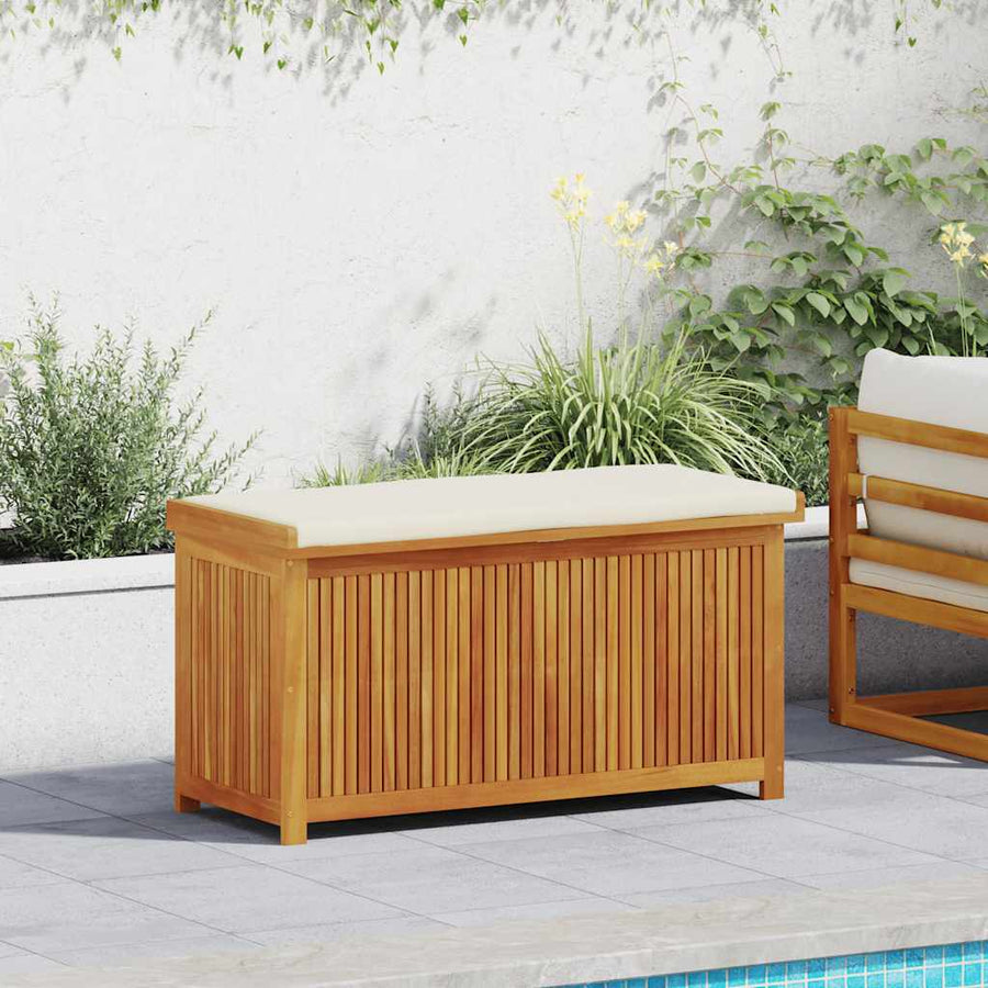 Opbergbox Voor Buiten 113X50X60,5 Cm Massief Acaciahout 113 x 50 x 60.5 cm Crèmewit