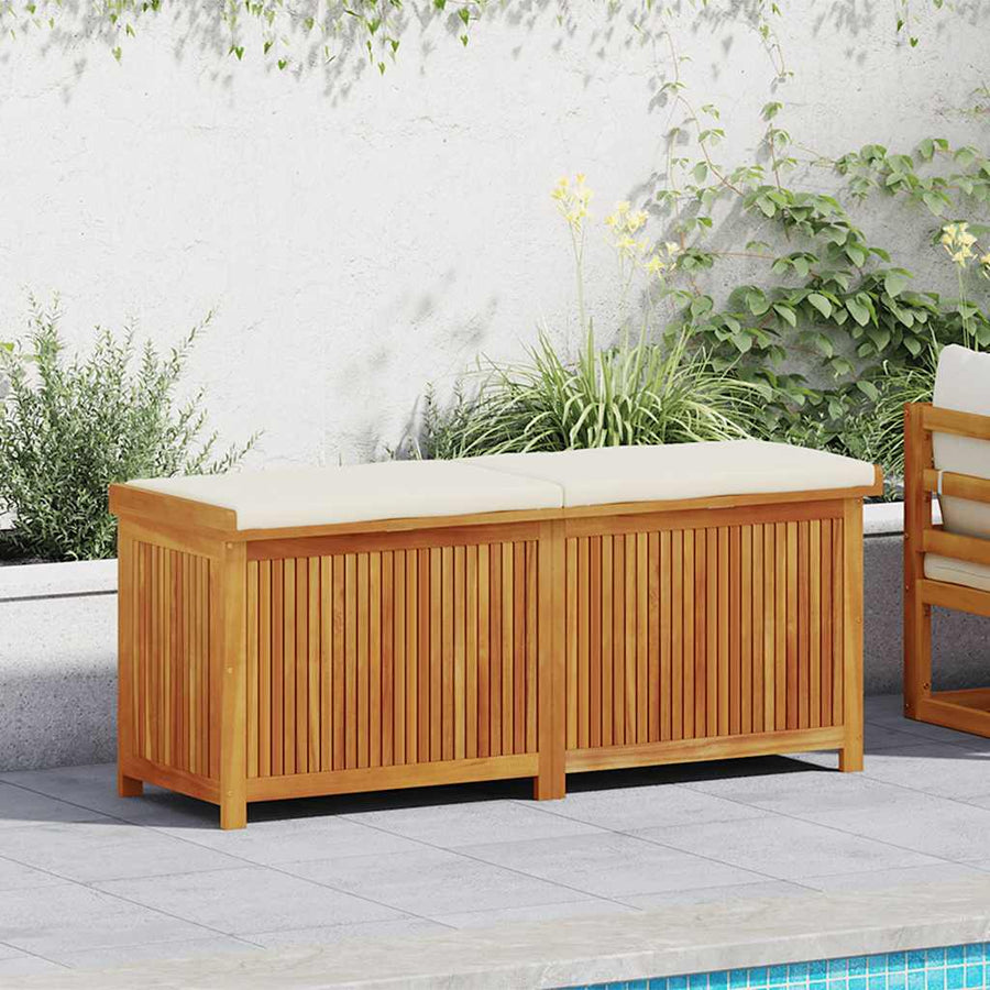Kussenbox Voor Buiten 150X50X60,5 Cm Massief Acaciahout 150 x 50 x 60.5 cm Crèmewit