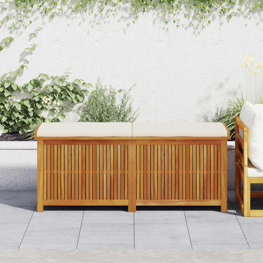Kussenbox Voor Buiten 150X50X60,5 Cm Massief Acaciahout 150 x 50 x 60.5 cm Crèmewit