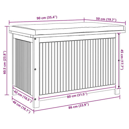 Kussenbox Voor Buiten 90X50X60,5 Cm Massief Acaciahout 90 x 50 x 60.5 cm Donkergrijs