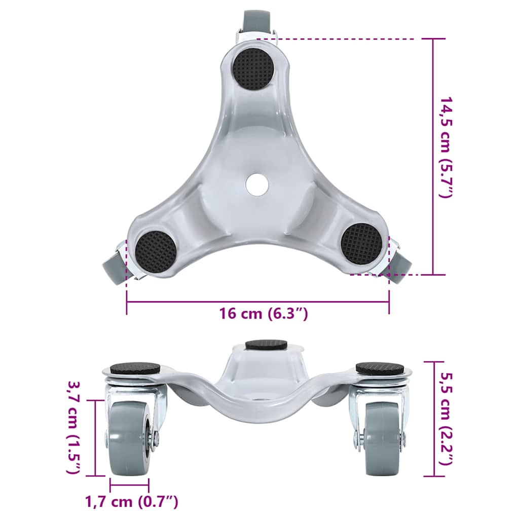 Meubelrollers 4 st 16x14,5x5,5 cm staal 180 kg