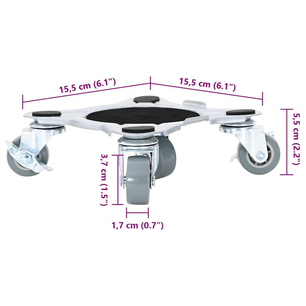 Meubelrollers 4 st met lifter 15,5x15,5x5,5 cm staal 1000 kg