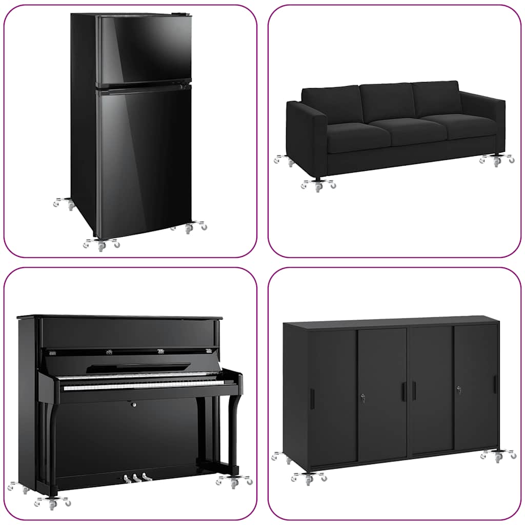 Meubelrollers 4 st met lifter 15,5x15,5x5,5 cm staal 1000 kg