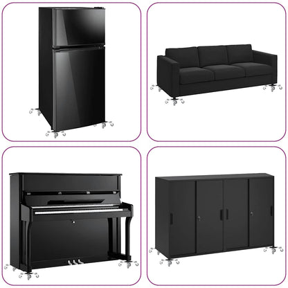 Meubelrollers 4 st met lifter 15,5x15,5x5,5 cm staal 1000 kg