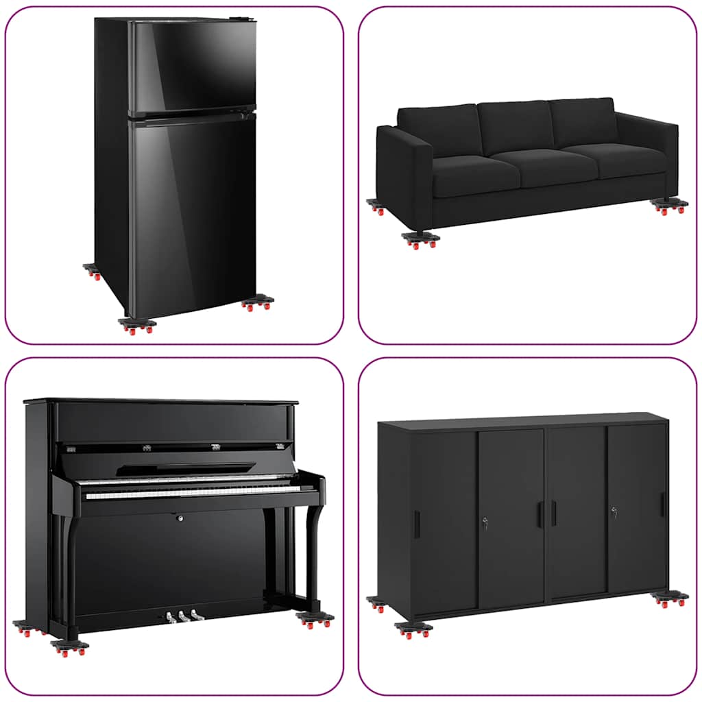 Meubelrollers 4 st met lifter 13,5x13,5x4,2 cm 300 kg zwart