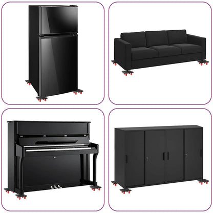 Meubelrollers 4 st met lifter 13,5x13,5x4,2 cm 300 kg zwart