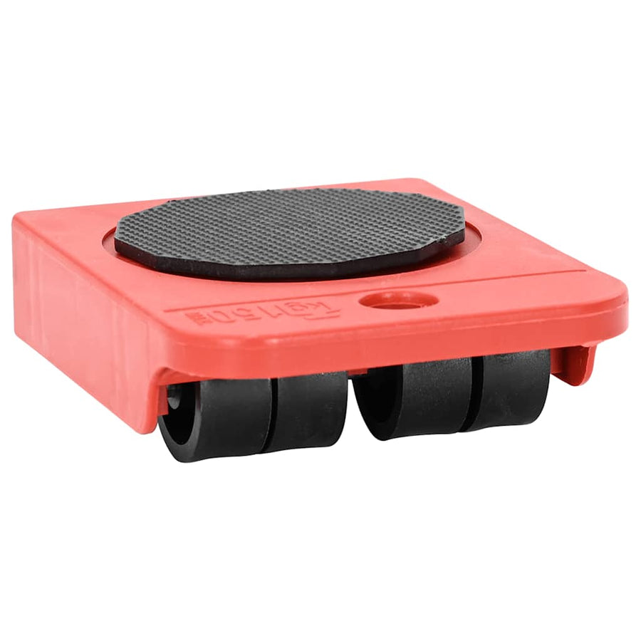 Meubelrollers 8 stuks met lifters 9,8x7,5x3 cm 150 kg rood