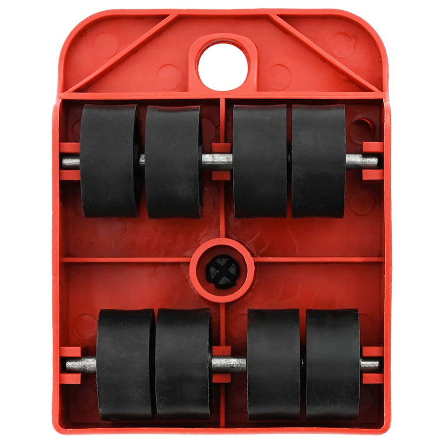 Meubelrollers 8 stuks met lifters 9,8x7,5x3 cm 150 kg rood