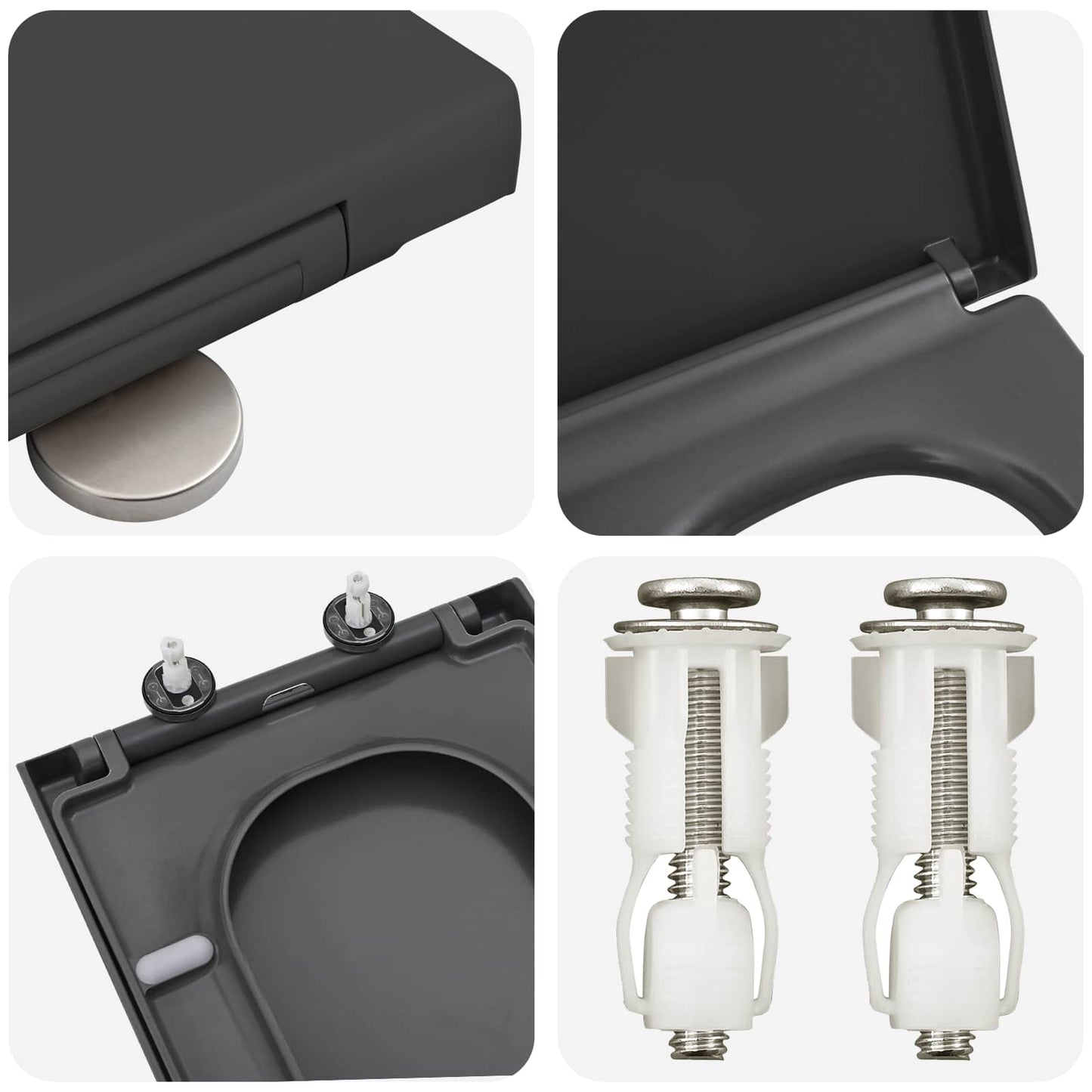 Toiletzitting Antraciet 47,5 x 35 x 3,6 cm Duroplast