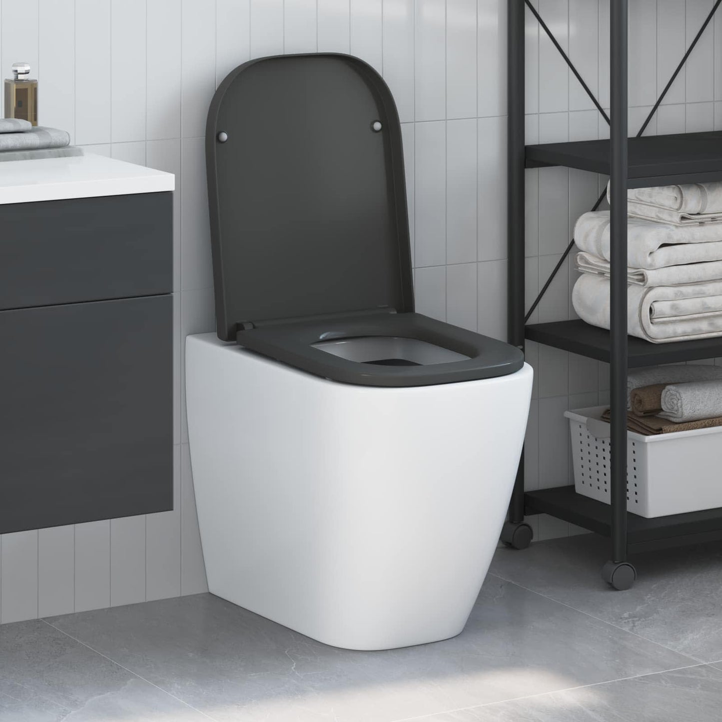Toiletzitting Antraciet 47,5 x 35 x 3,6 cm Duroplast