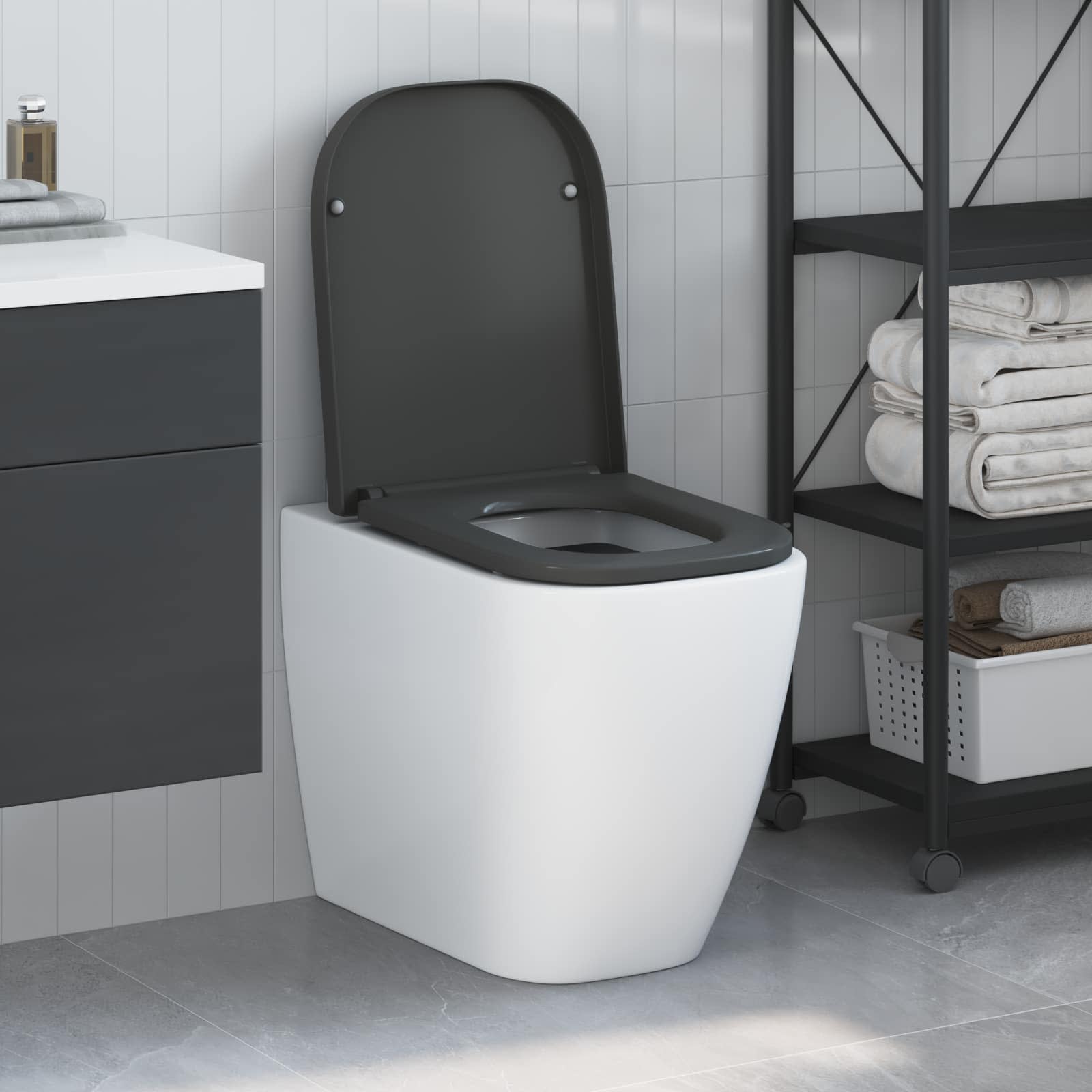 Toiletzitting Antraciet 47,5 x 35 x 3,6 cm Duroplast